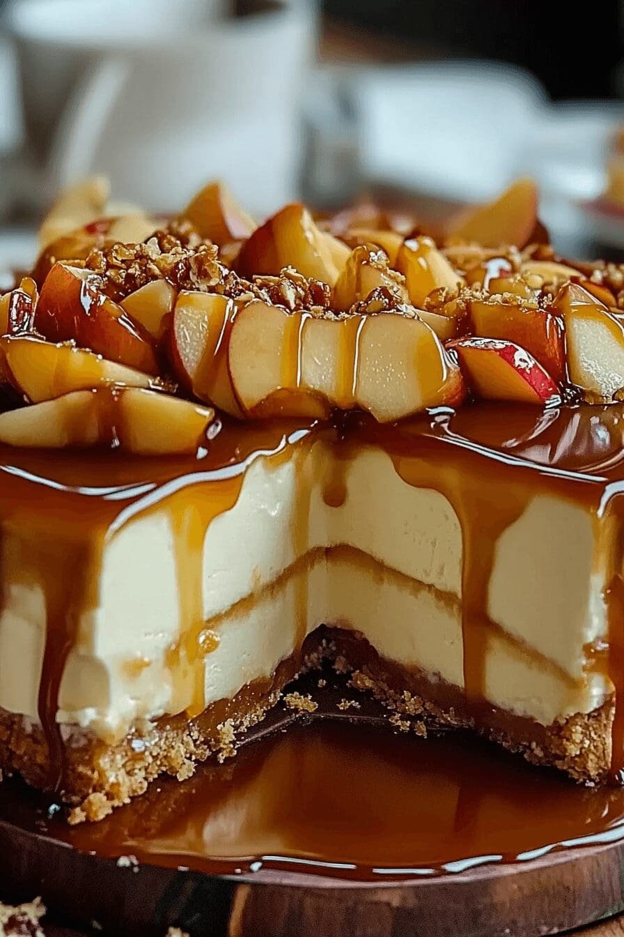 Caramel Apple Cheesecake Cake