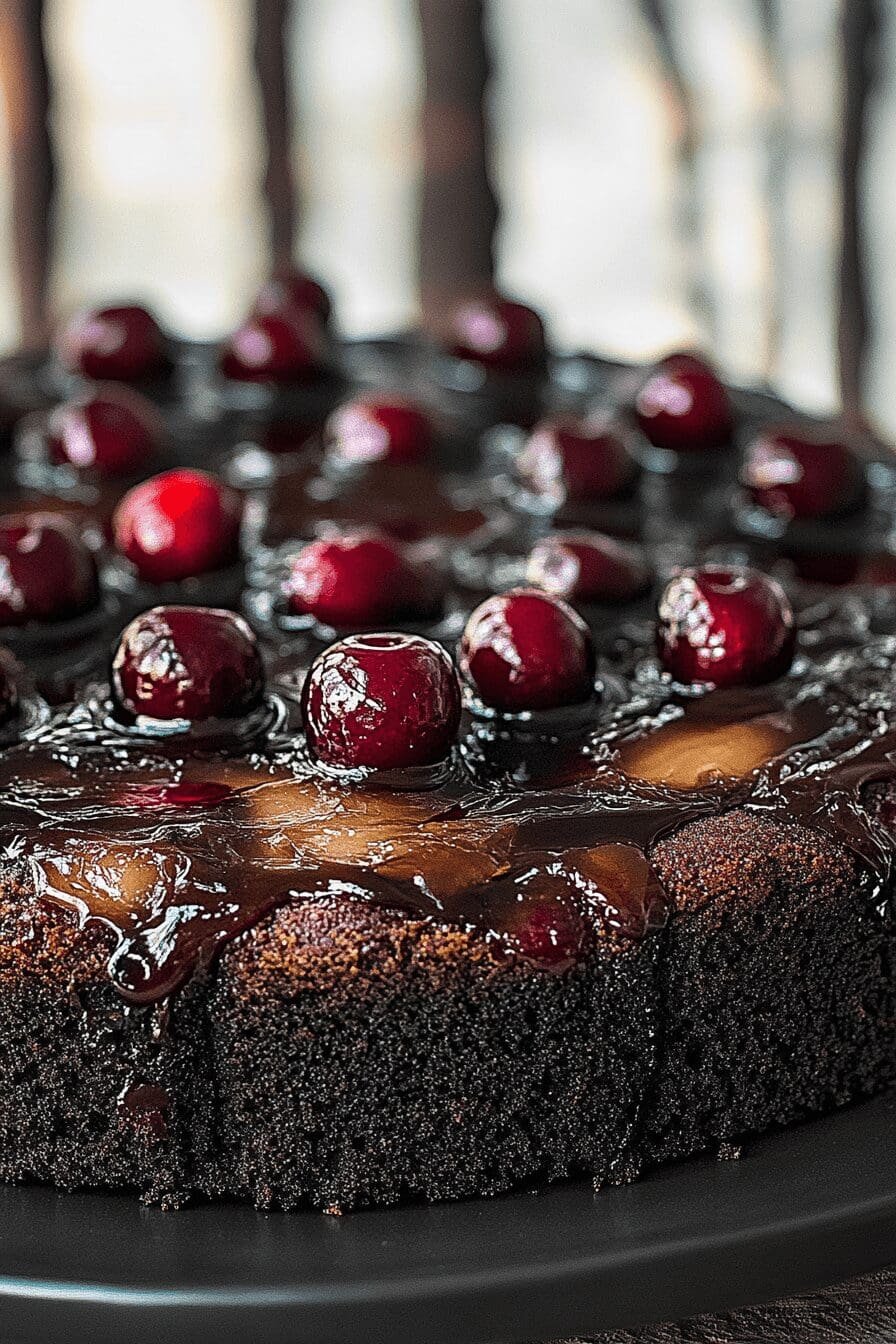 Chocolate Cherry Upside Down Cake