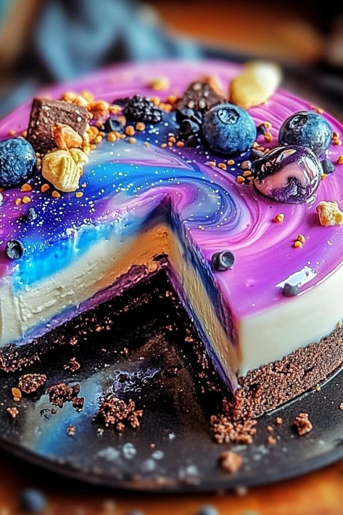 Galaxy cookie cheesecake