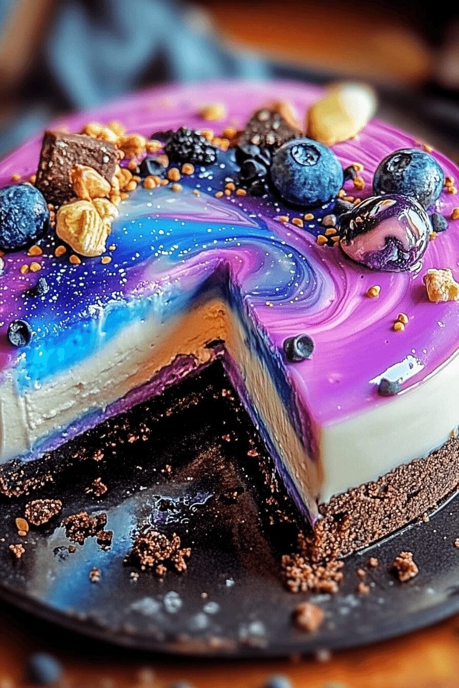Galaxy cookie cheesecake