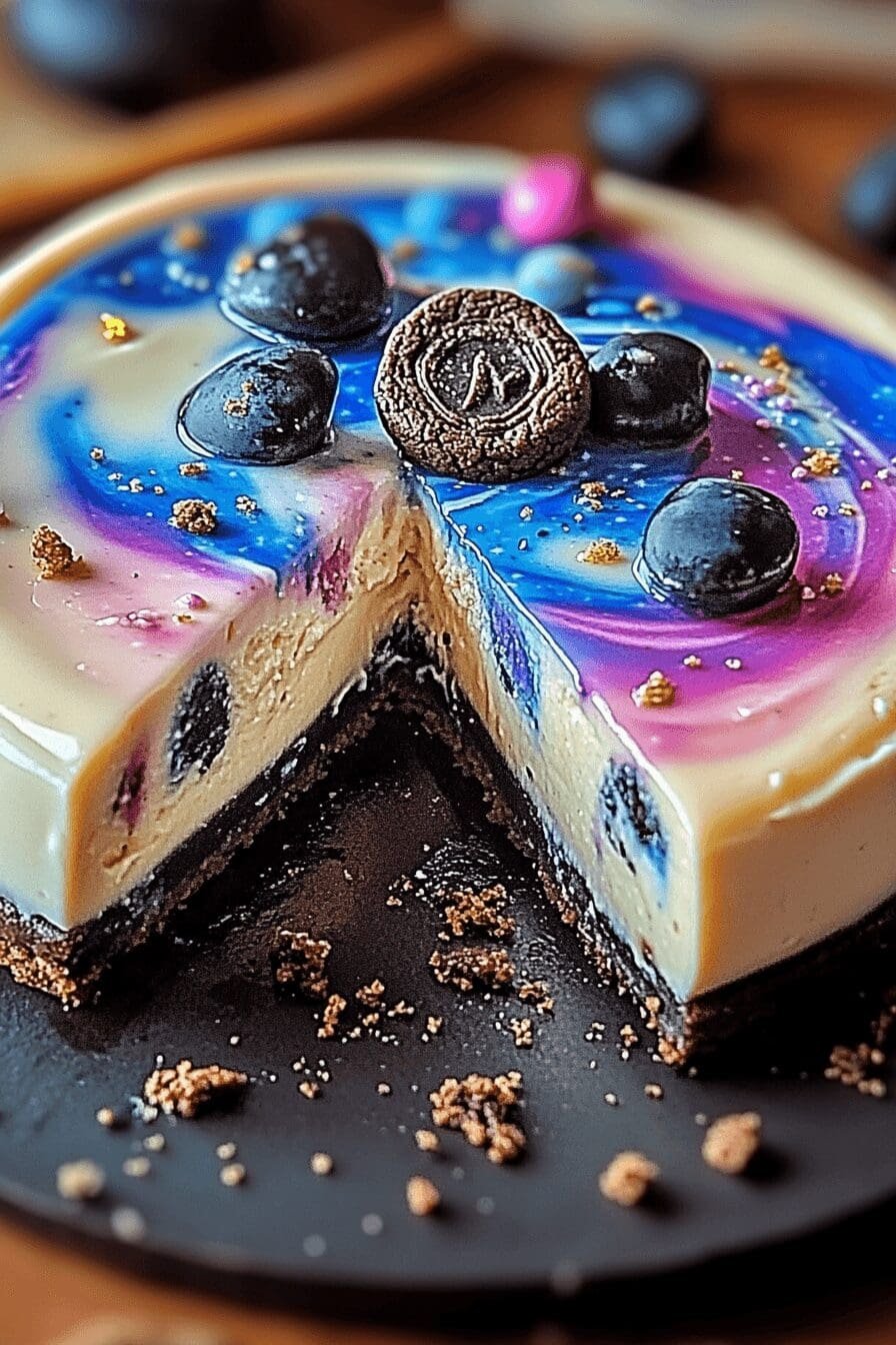 Galaxy cookie cheesecake