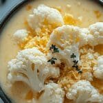 Roasted Garlic Cheddar Cauliflower Soup
