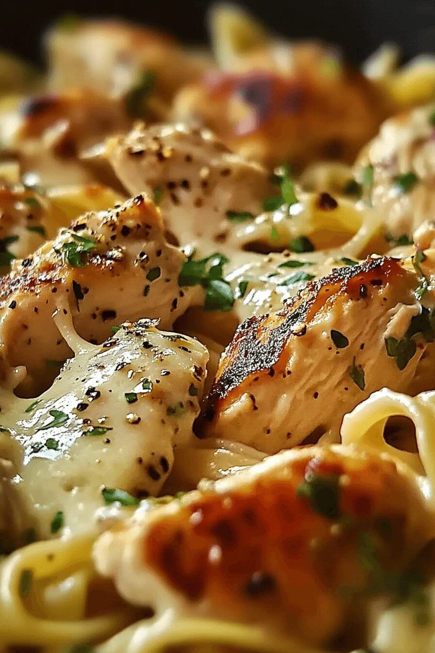 Slow Cooker Garlic Parmesan Chicken Pasta