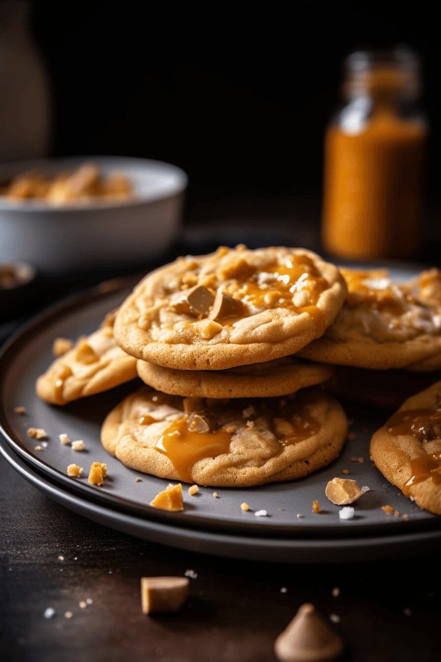 buttery butterfinger caramel crunch cookies