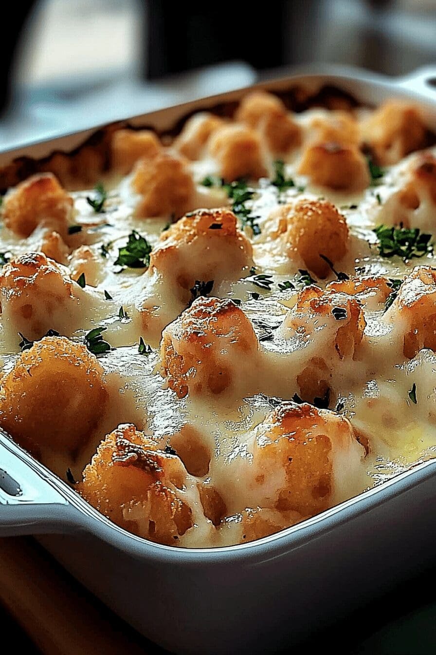 chicken alfredo tater tot casserole