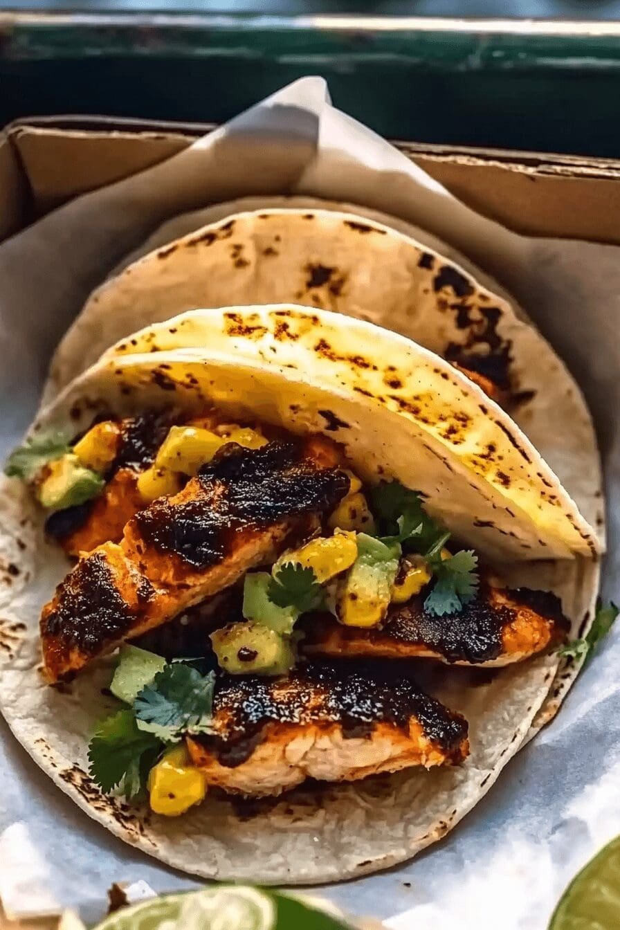 crispy bbq salmon tacos