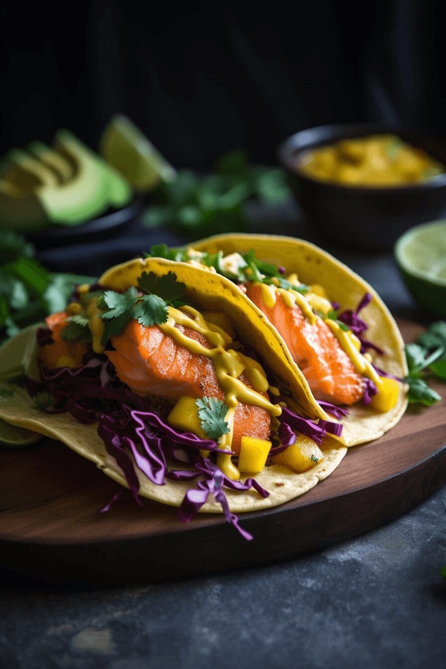 crispy bbq salmon tacos