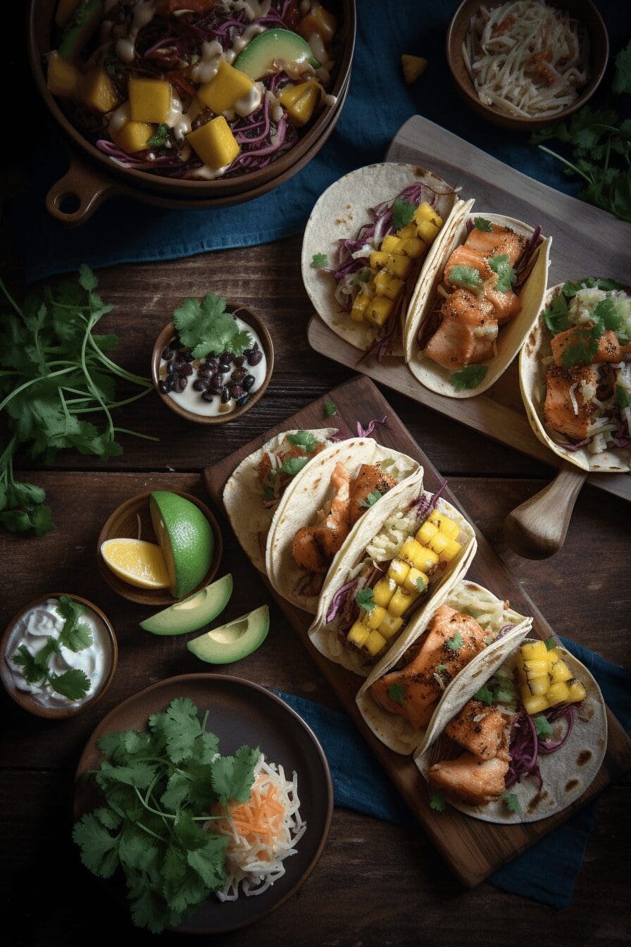 crispy bbq salmon tacos