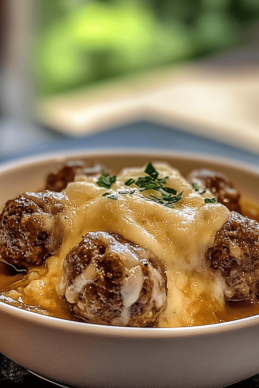 crock pot french onion meatballs