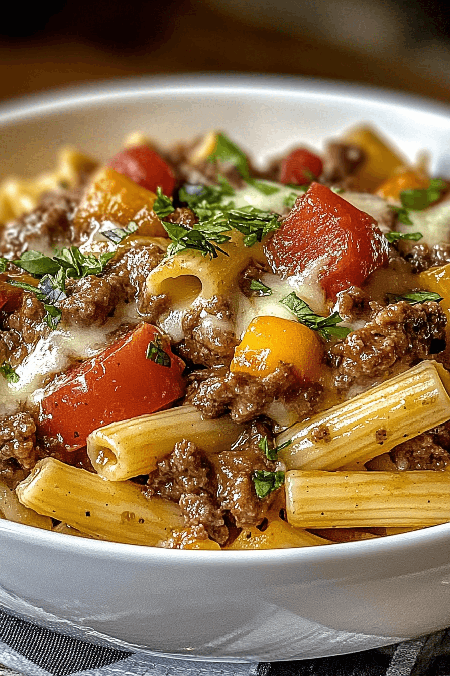 crockpot philly cheesesteak pasta casserole