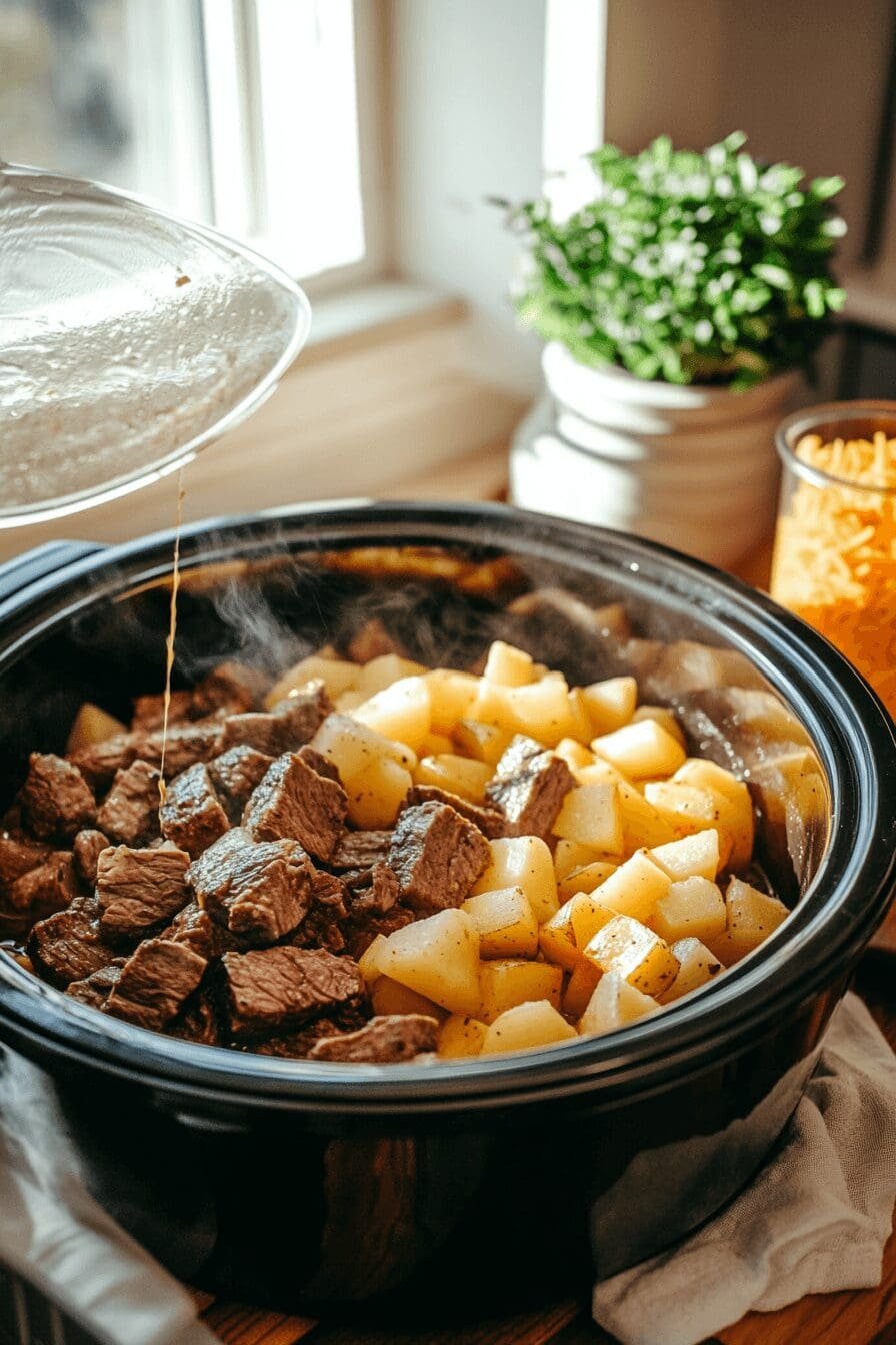 crockpot steak and potato bake
