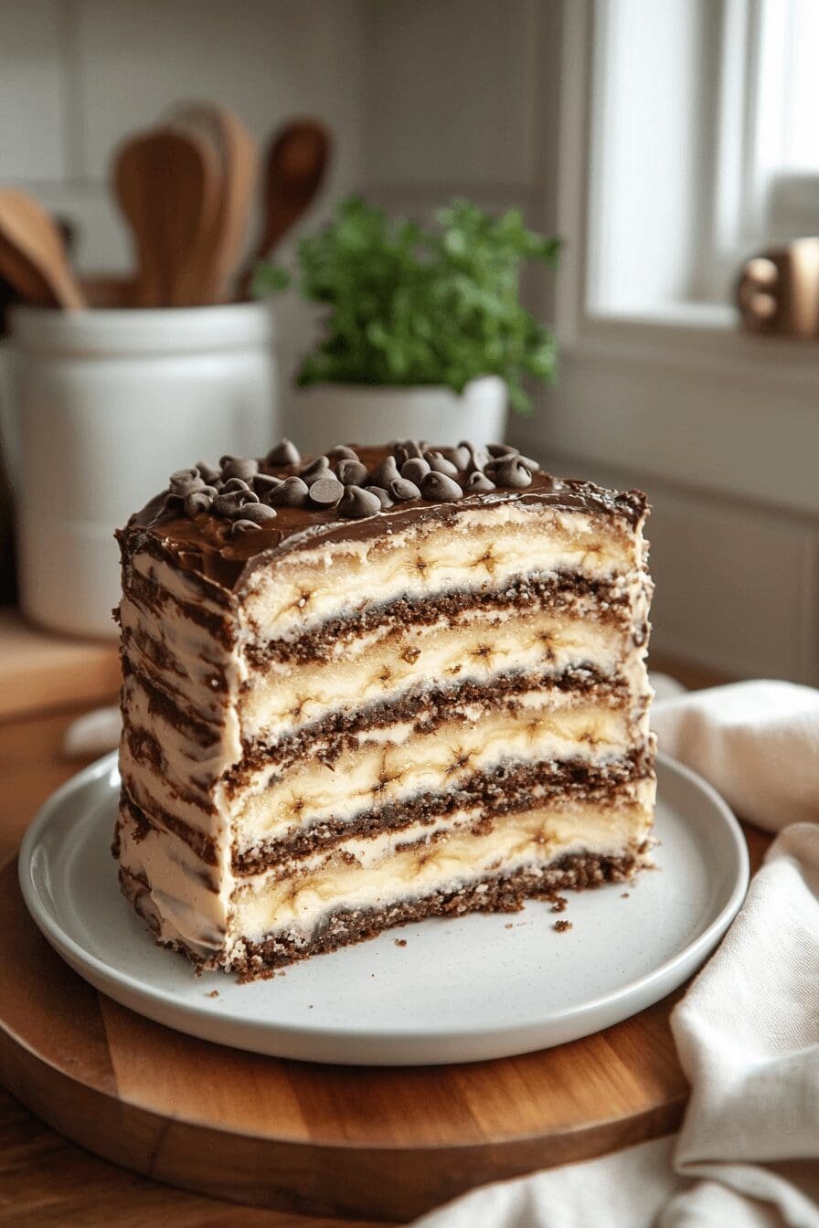 double chocolate banana layer cake