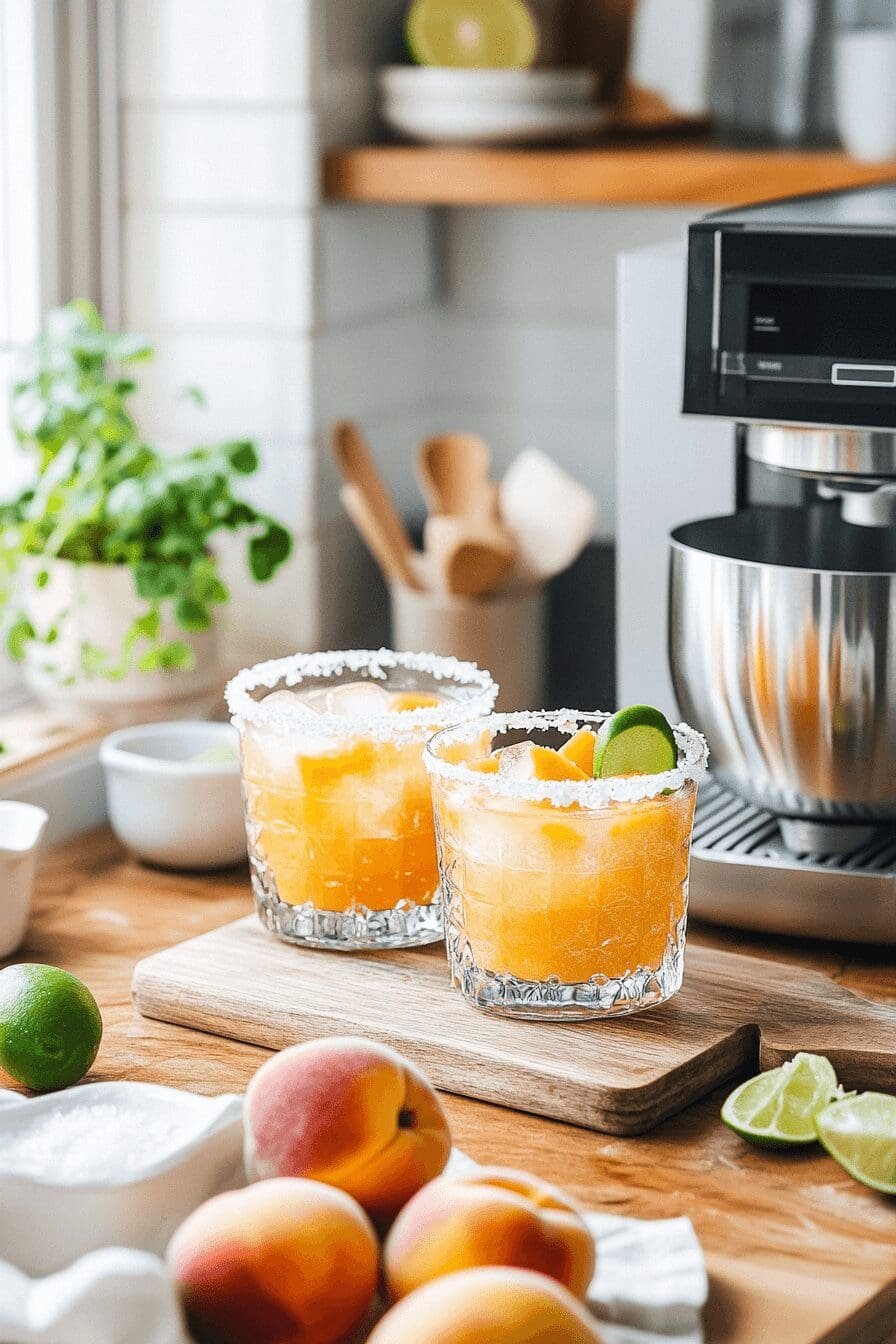 frozen peach margaritas