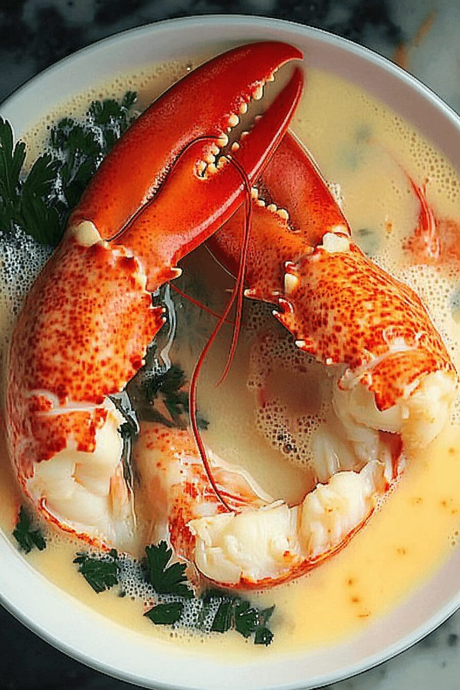 herb infused butter poached lobster tails