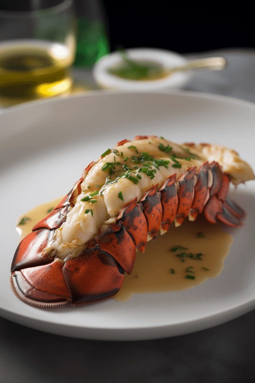 herb infused butter poached lobster tails