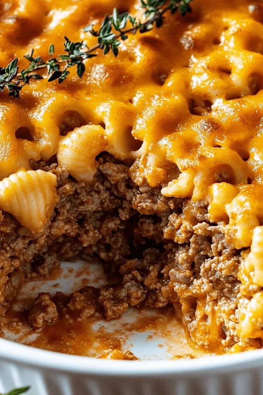 meatloaf and cheddar shells casserole