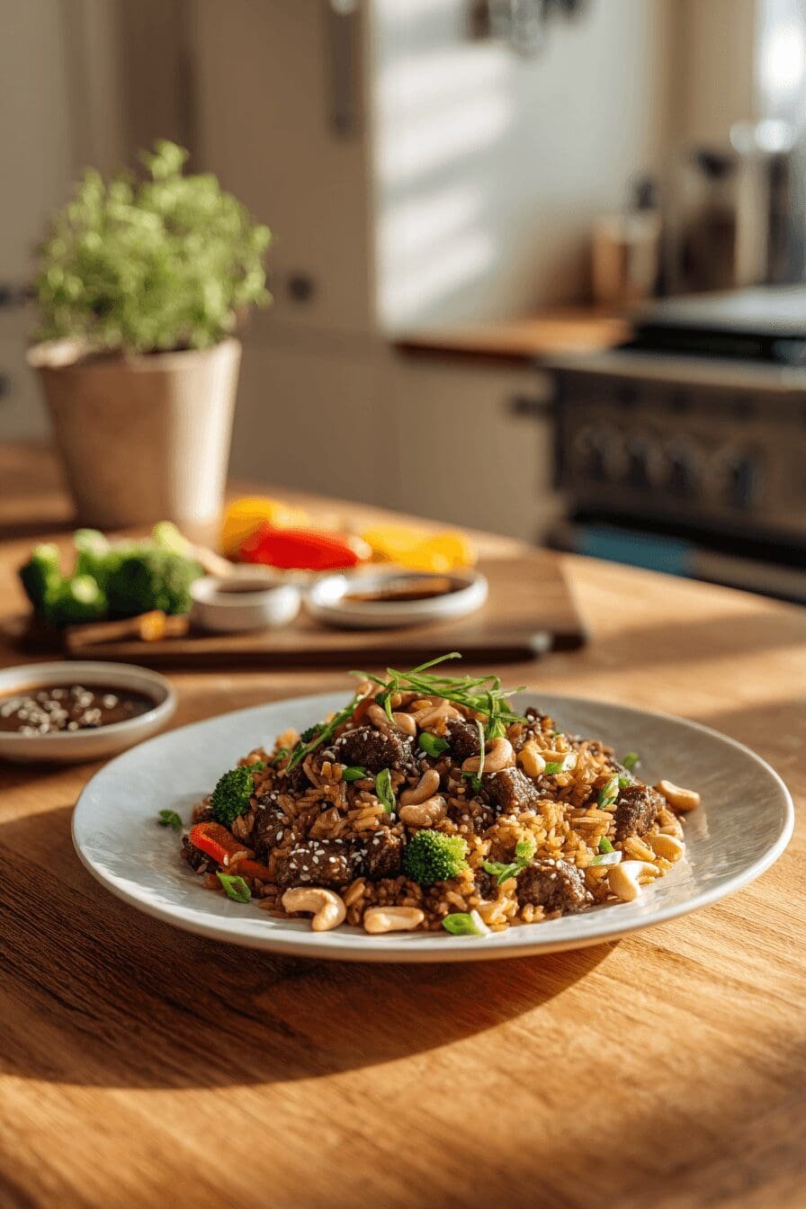 onion beef fried rice recipe