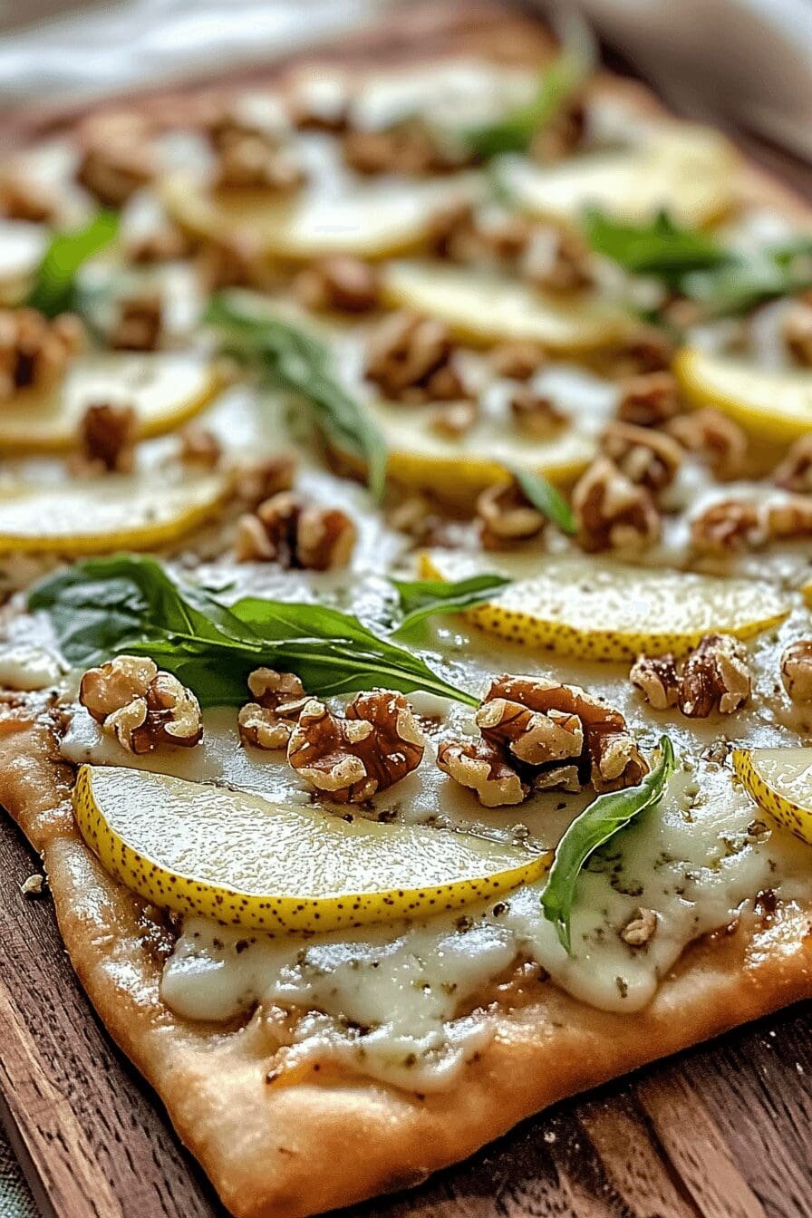 pear gorgonzola walnut flatbread