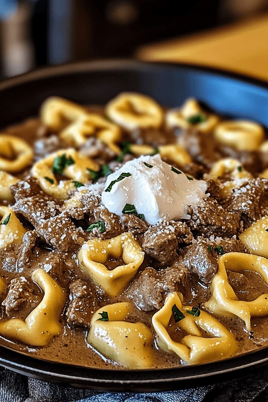 skillet beef stroganoff tortellini