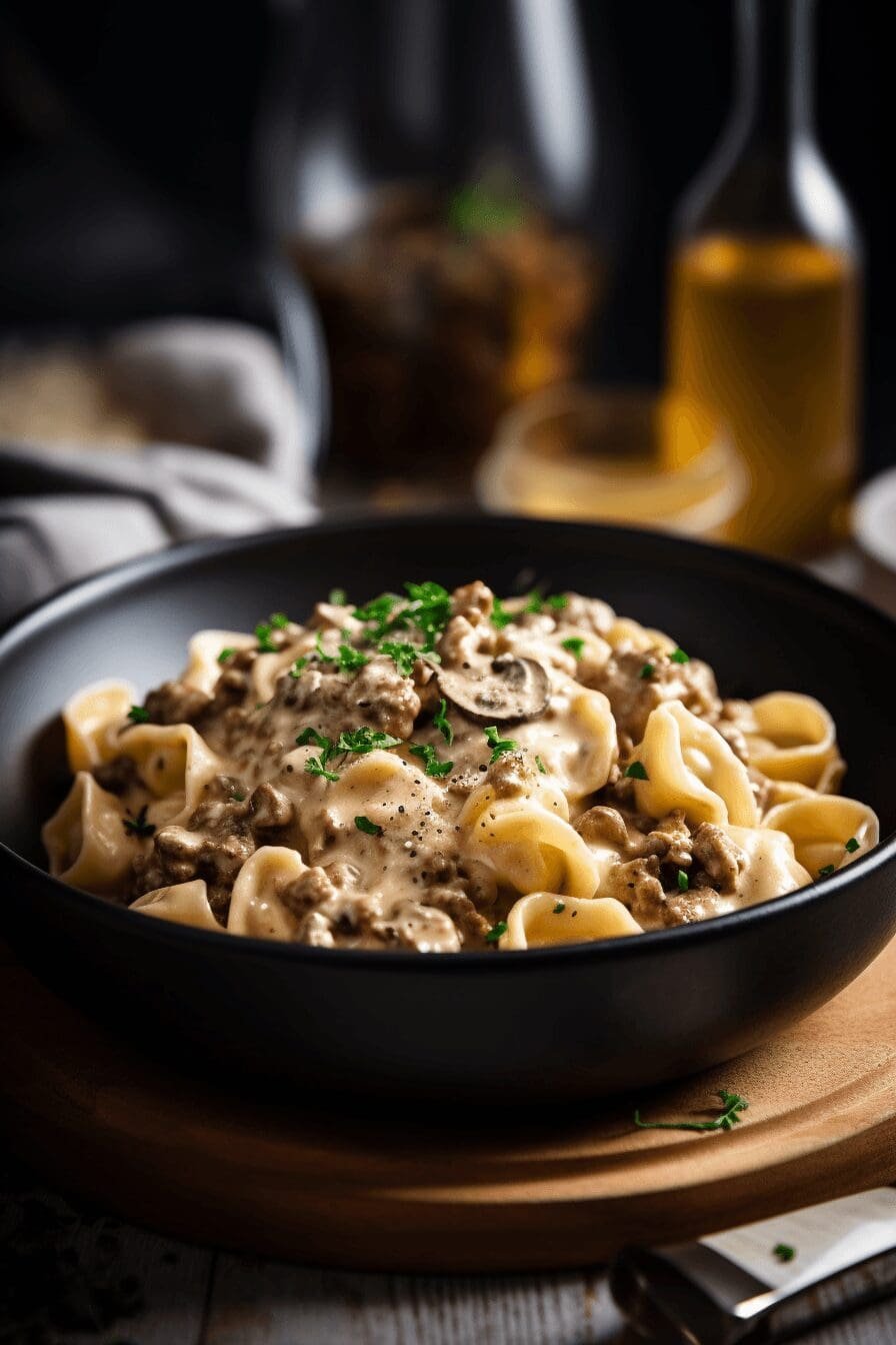 skillet beef stroganoff tortellini