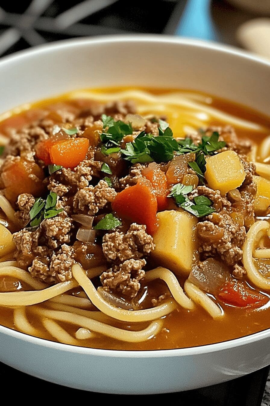 sopa de fideo con carne