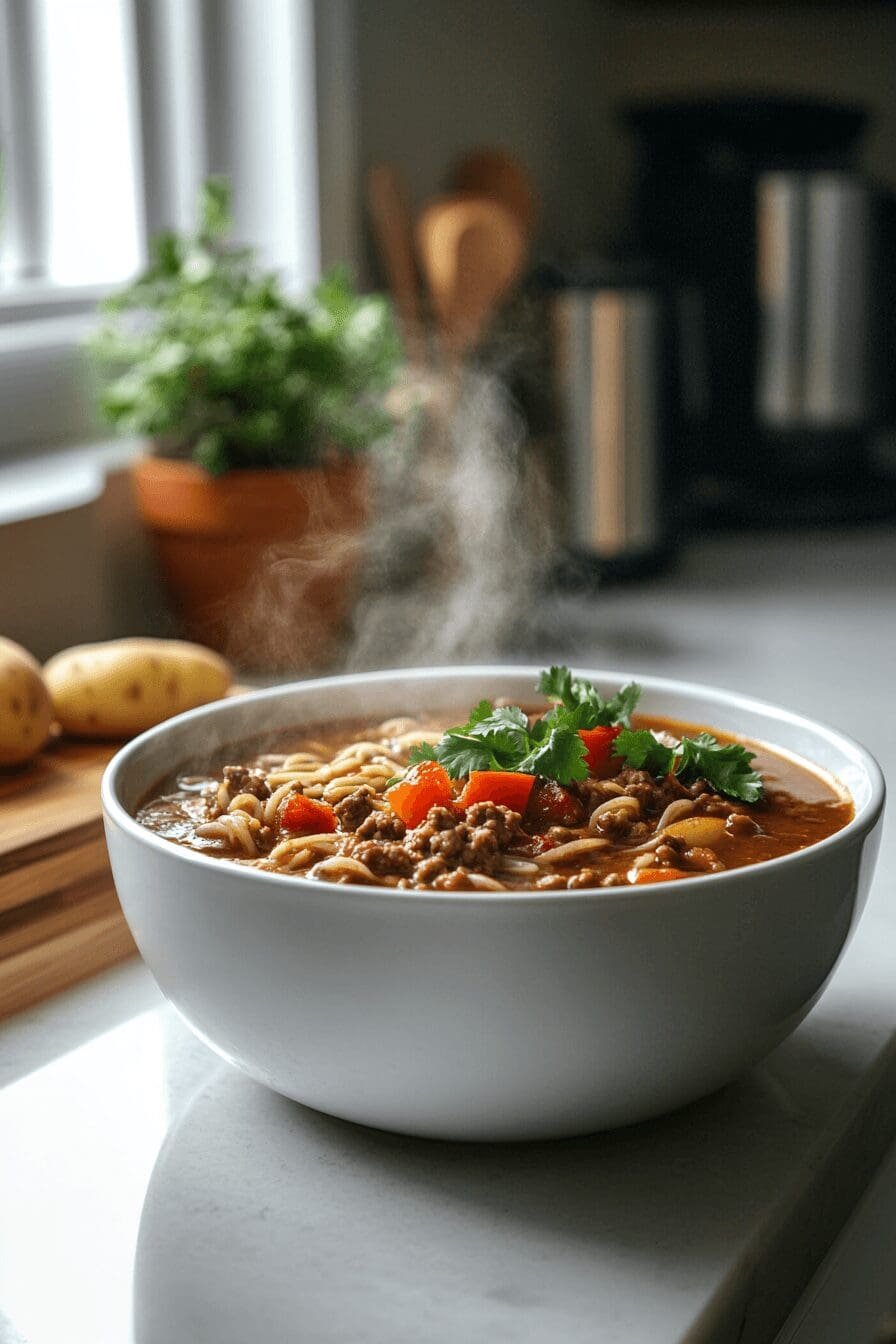 sopa de fideo con carne