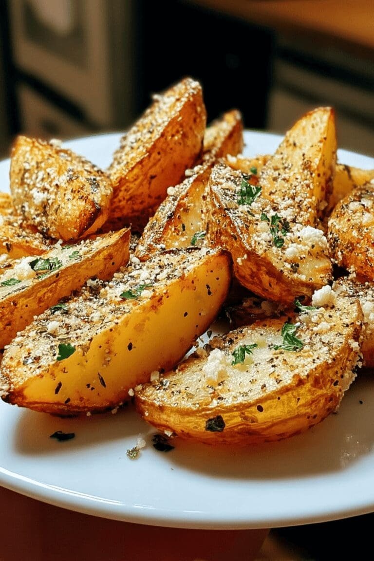 Crispy Baked Garlic Parmesan Potato Wedges Recipe