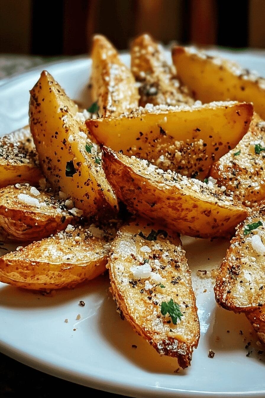 baked garlic parmesan potato wedges