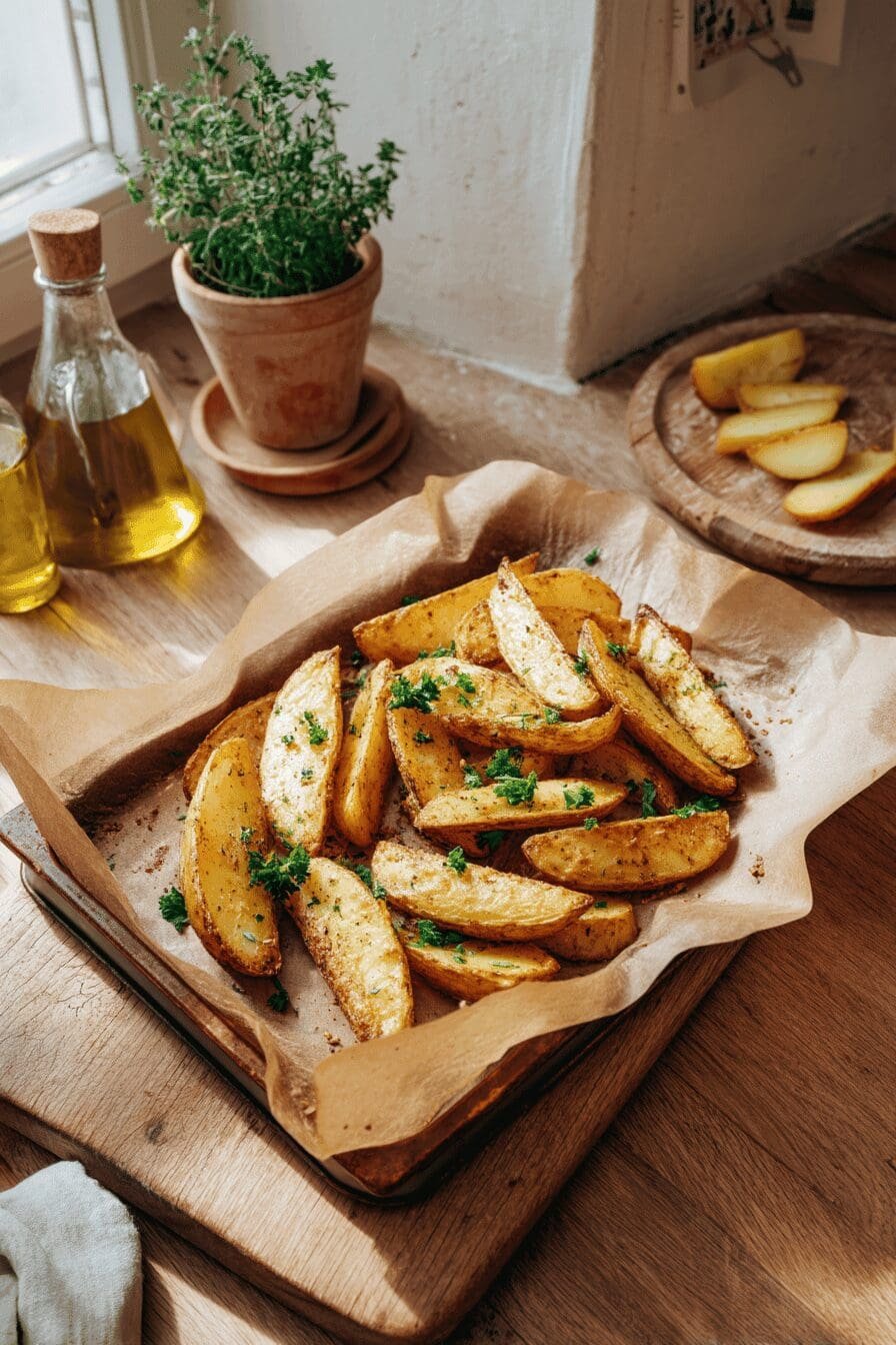 baked garlic parmesan potato wedges