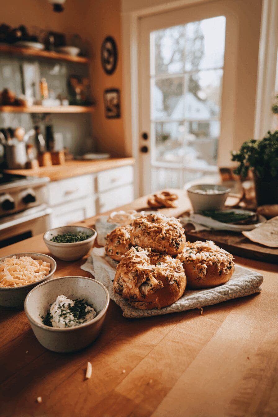 cheesy spinach artichoke bagels