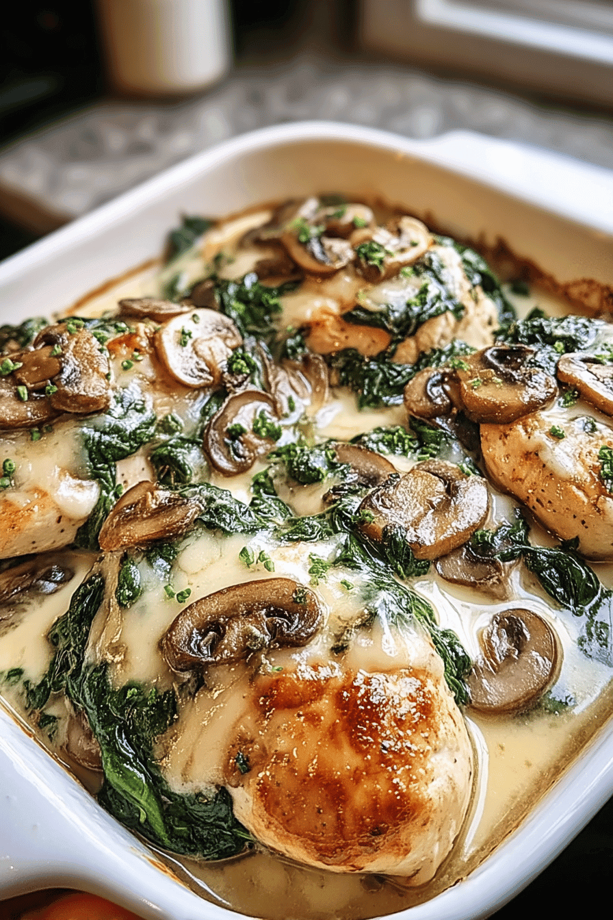 chicken spinach and mushroom bake