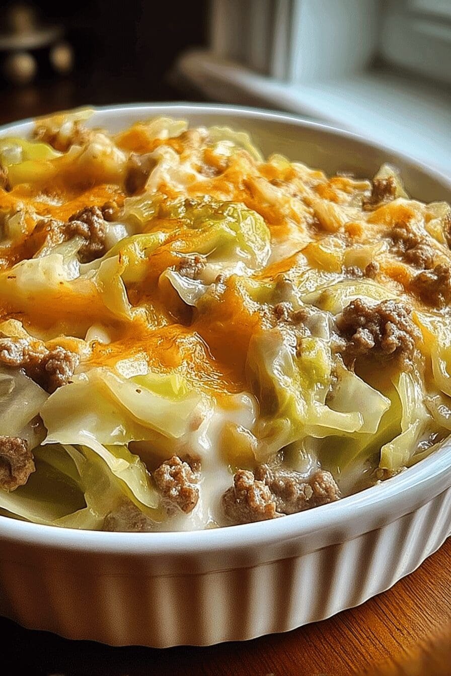 creamed cabbage ground beef casserole