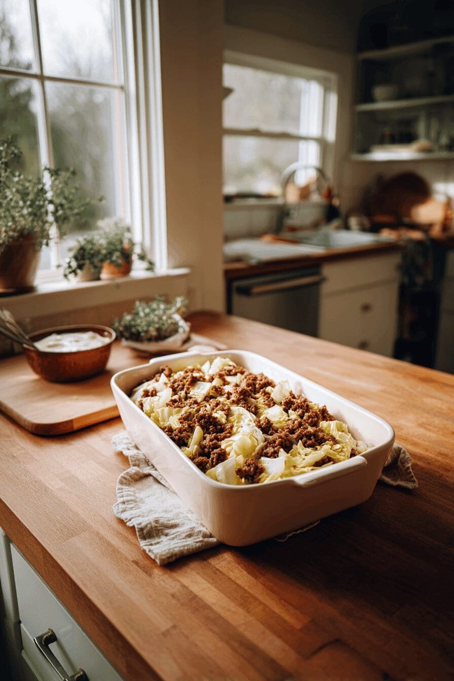 creamed cabbage ground beef casserole