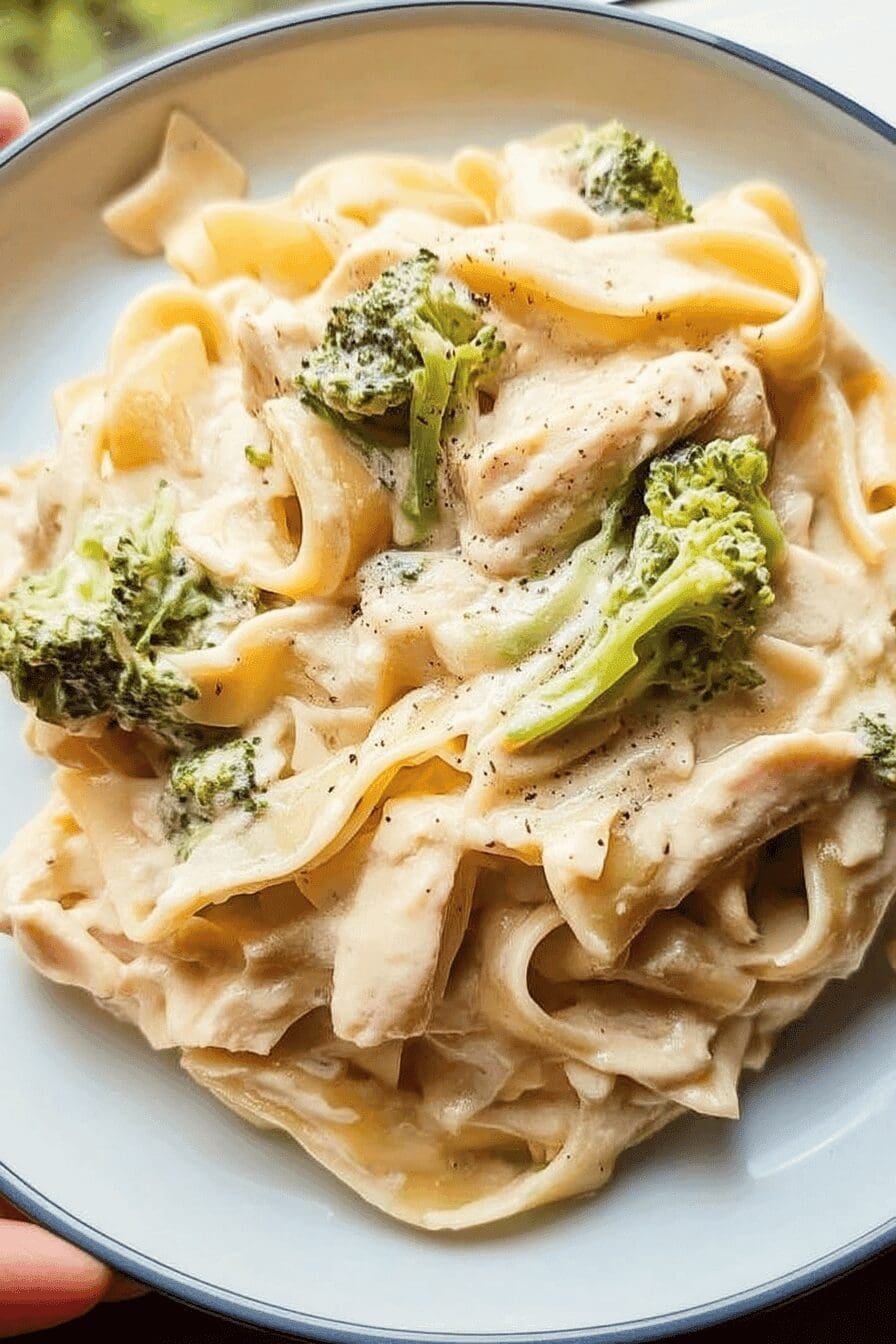creamy chicken and broccoli pasta