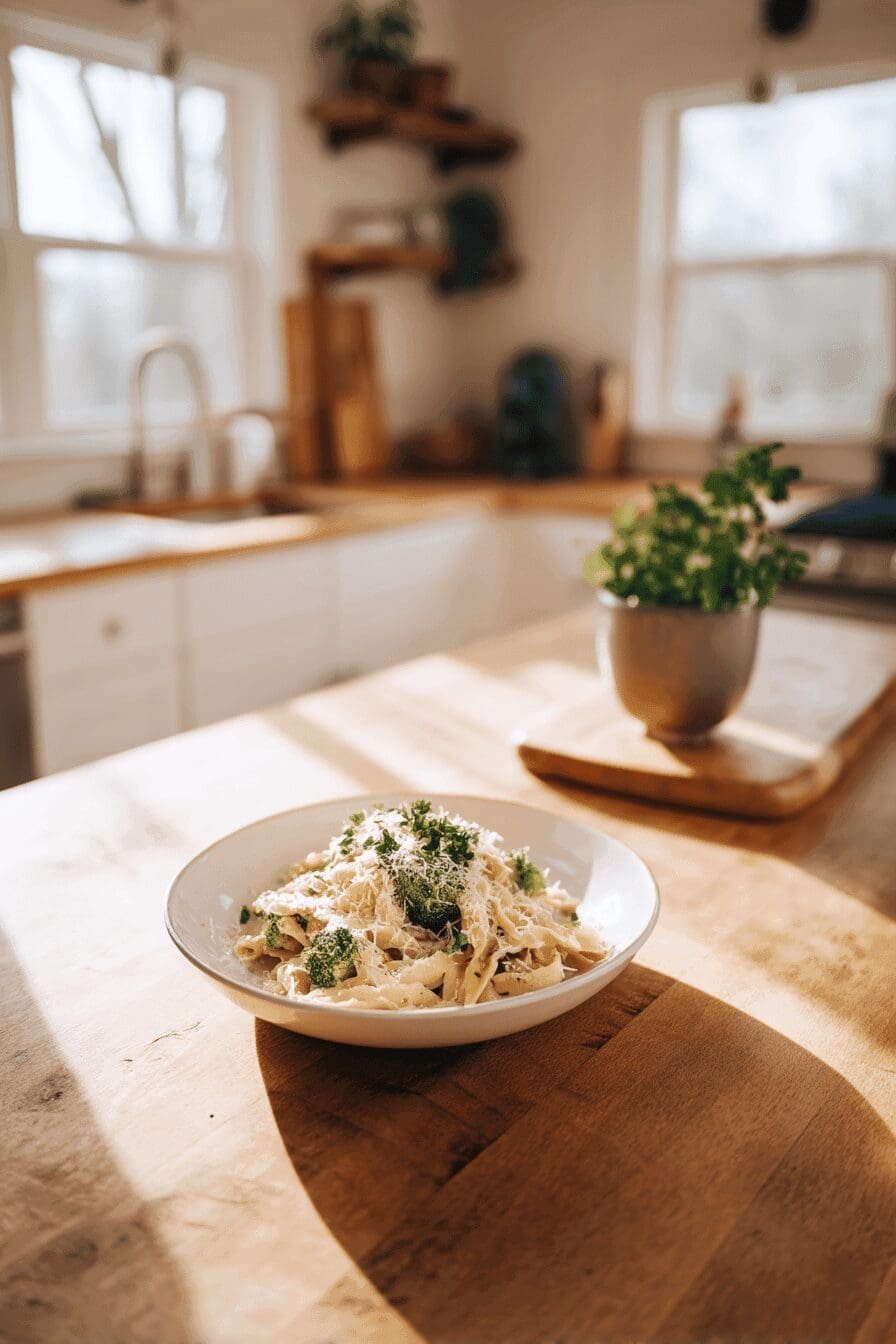 creamy chicken and broccoli pasta