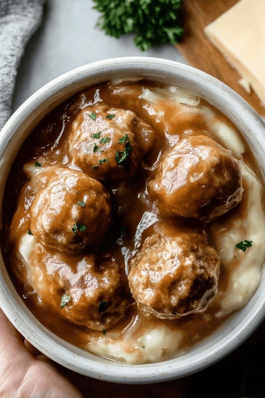 crock pot french onion meatballs