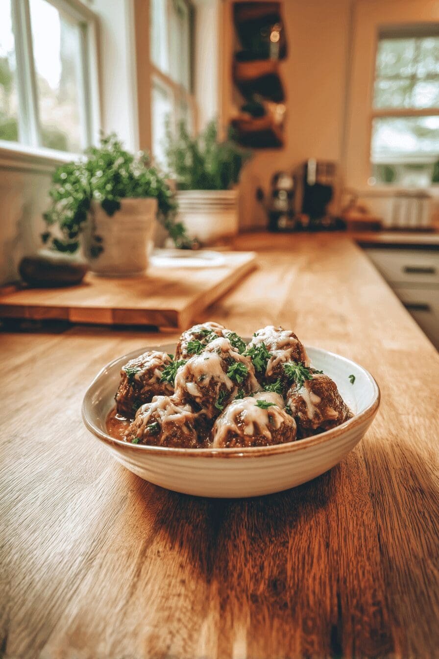 crock pot french onion meatballs