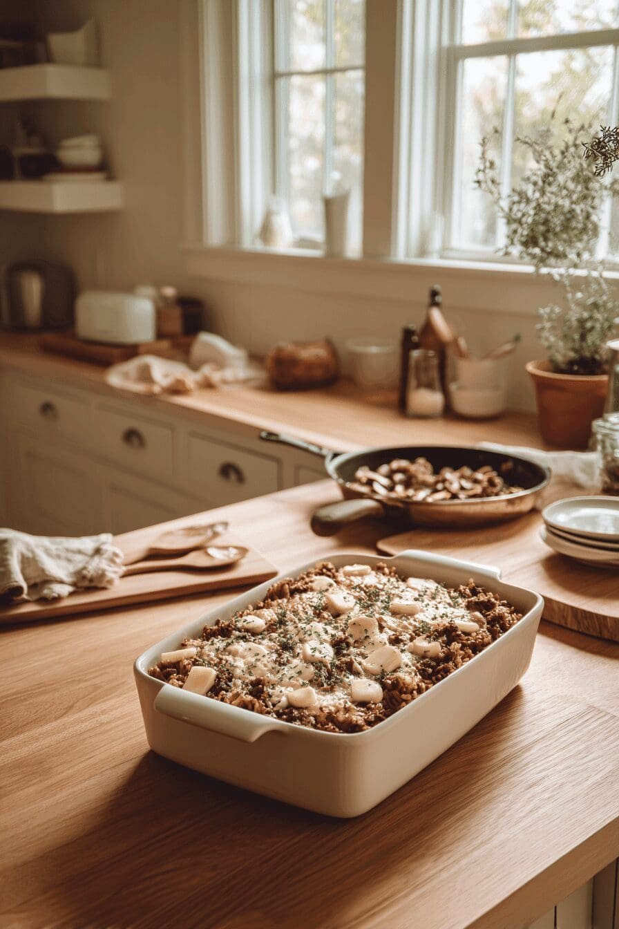 french onion ground beef rice casserole