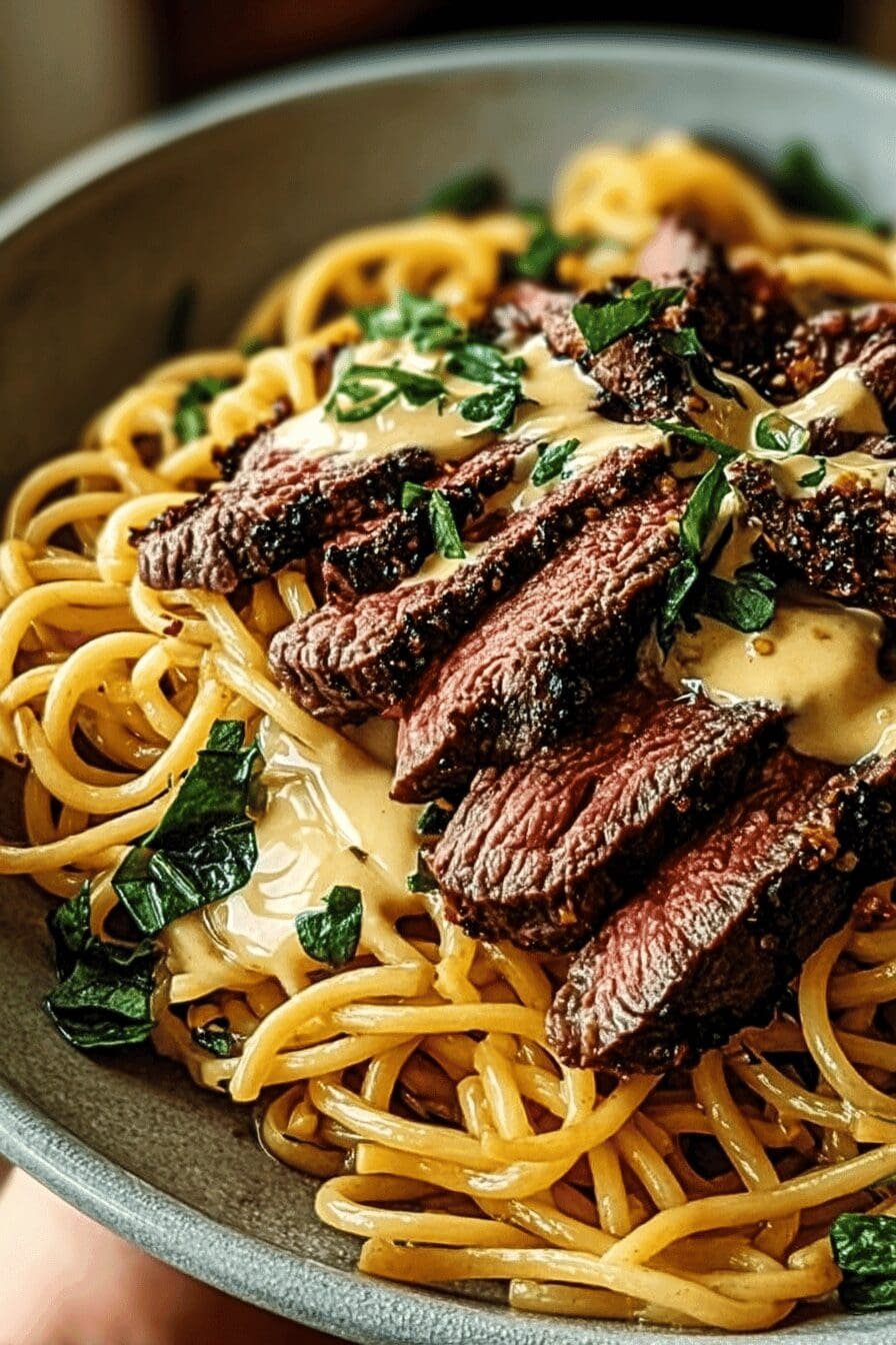 garlic butter steak lightning noodles