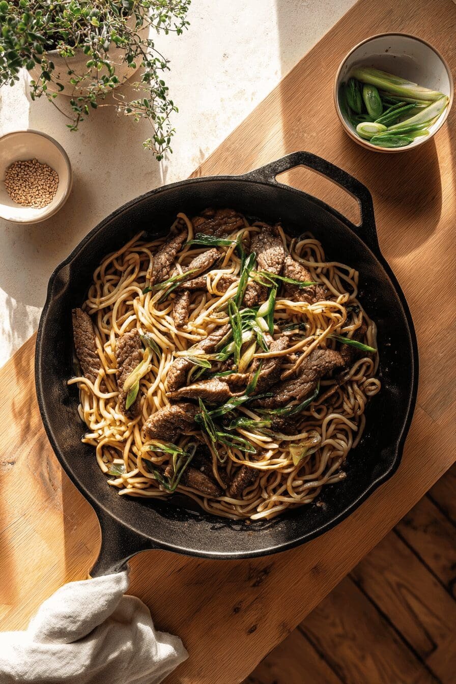 garlic butter steak lightning noodles