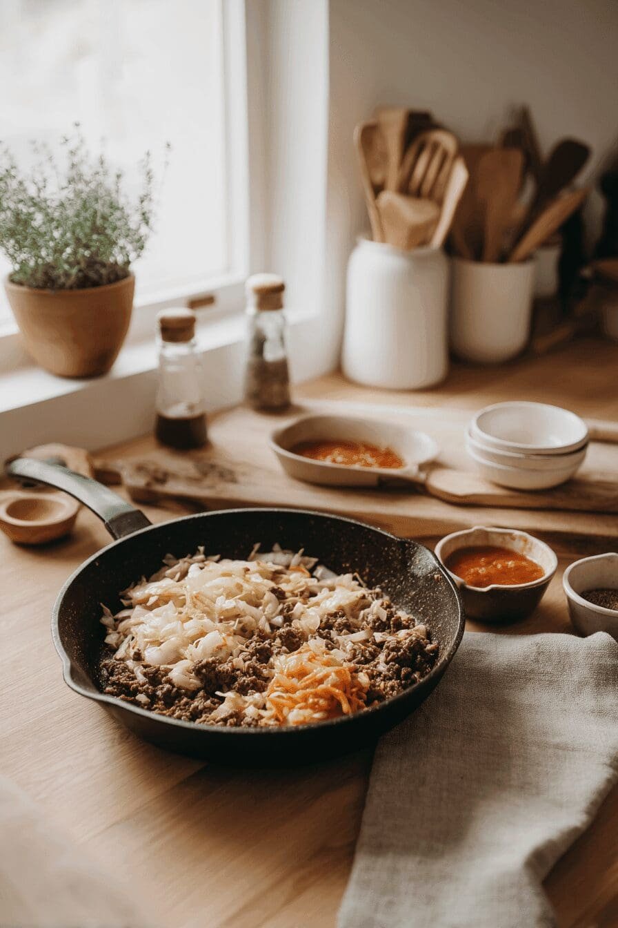 ground beef and chopped cabbage recipe