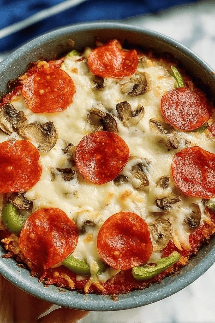 low carb crustless pizza bowl