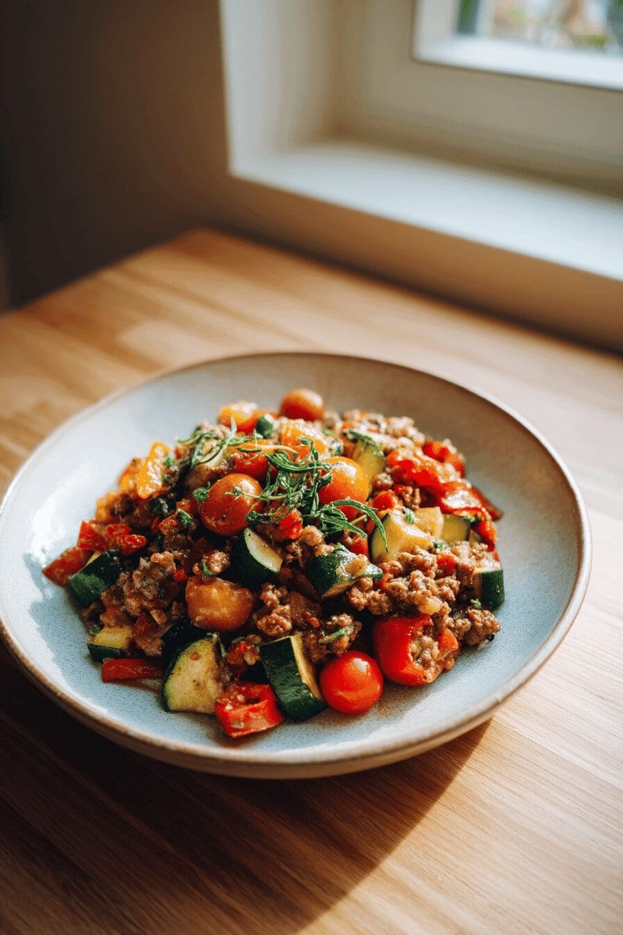 mediterranean ground beef stir fry