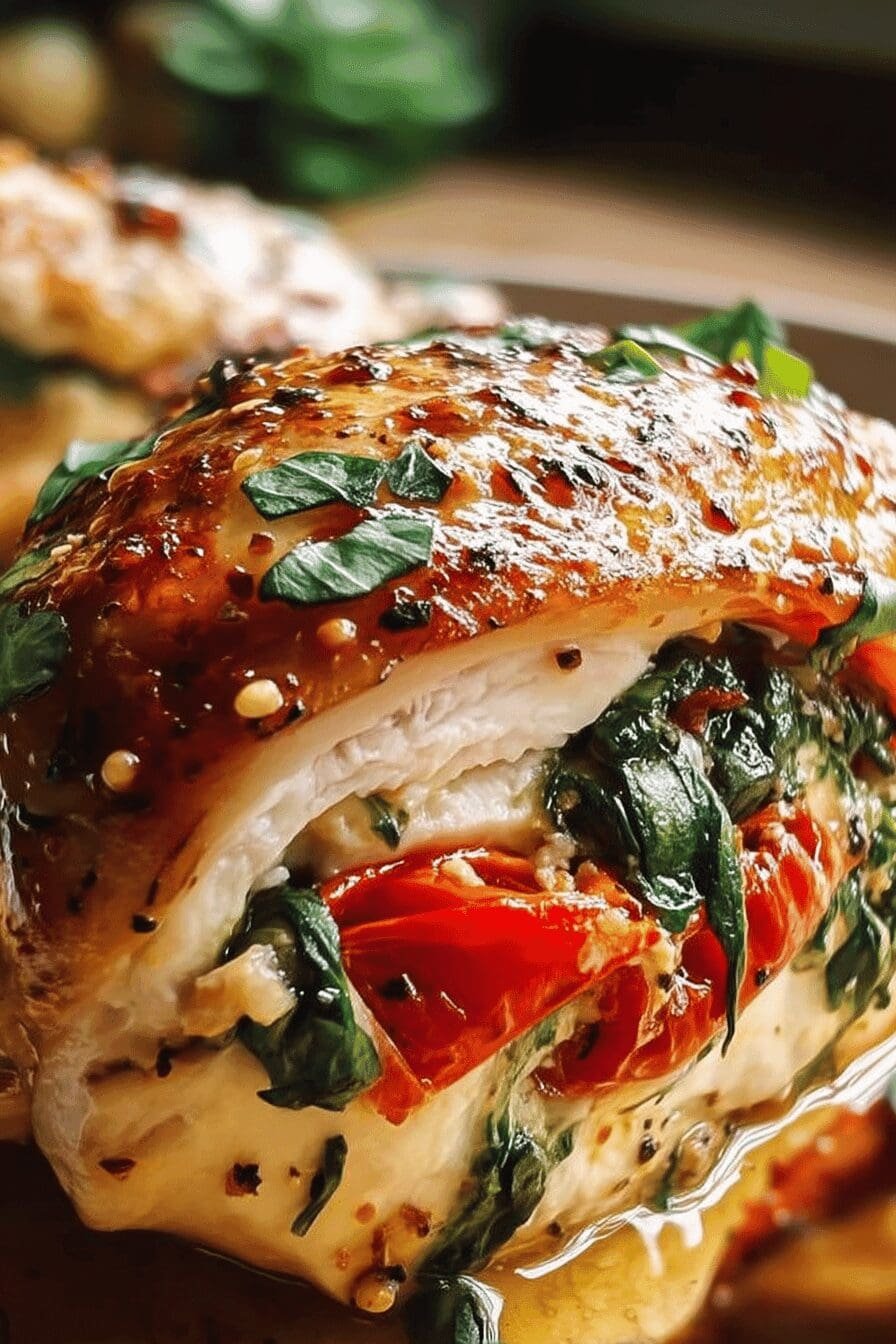 roasted red pepper spinach stuffed chicken recipe