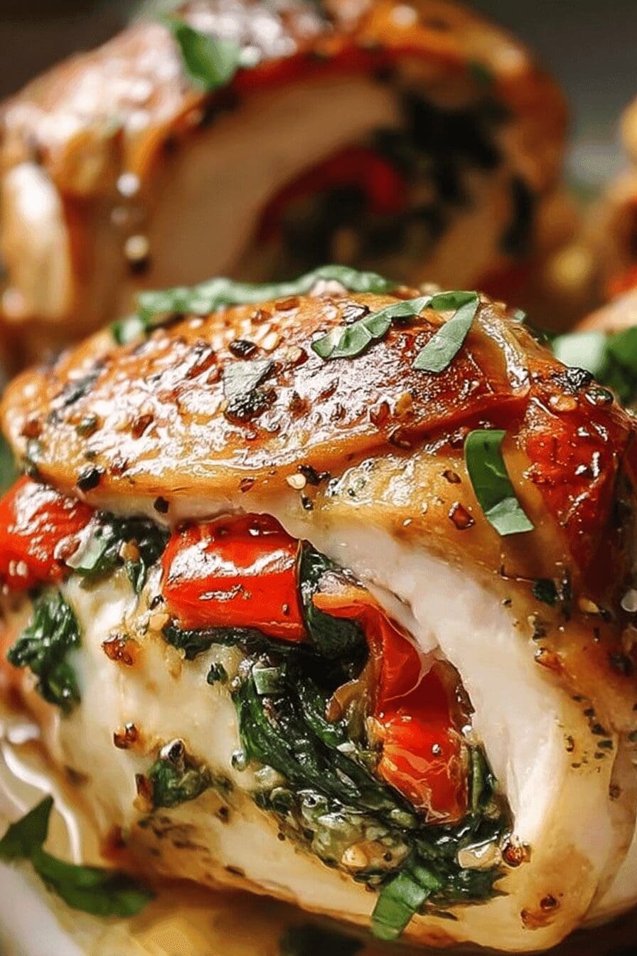 roasted red pepper spinach stuffed chicken recipe