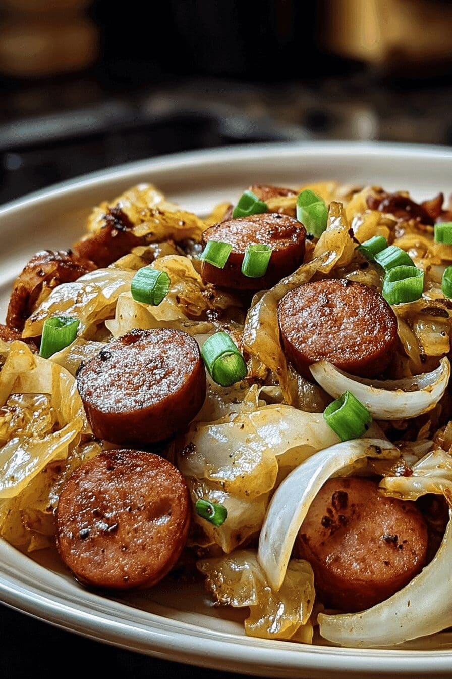 southern fried cabbage with smoked sausage