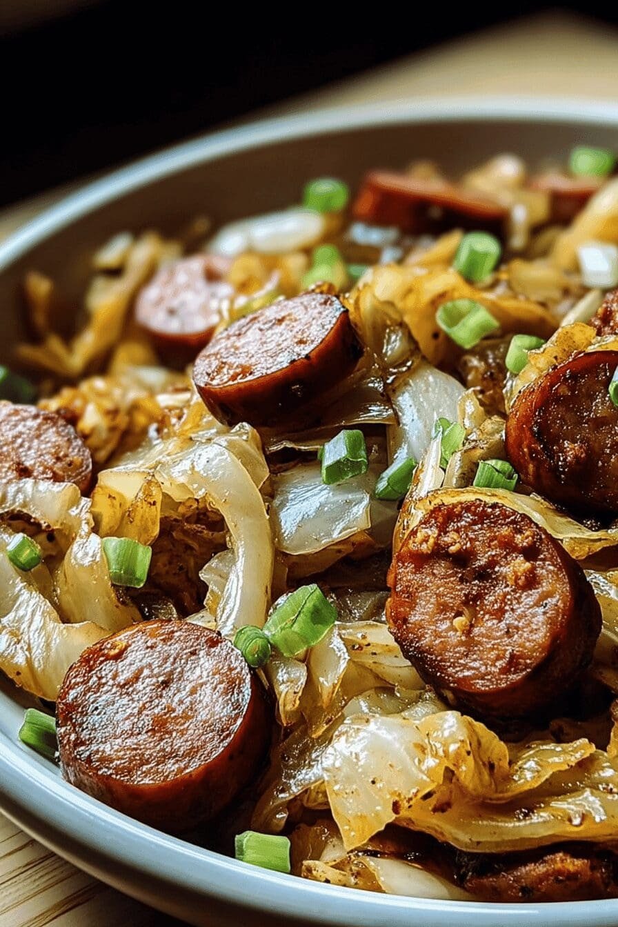 southern fried cabbage with smoked sausage