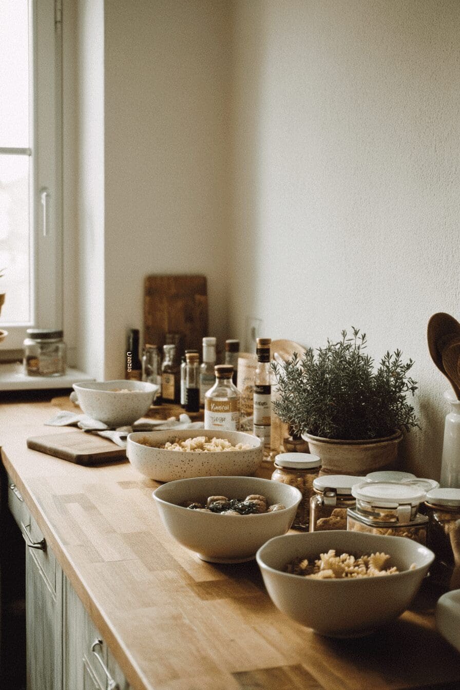 sticky honey garlic sausage pasta skillet