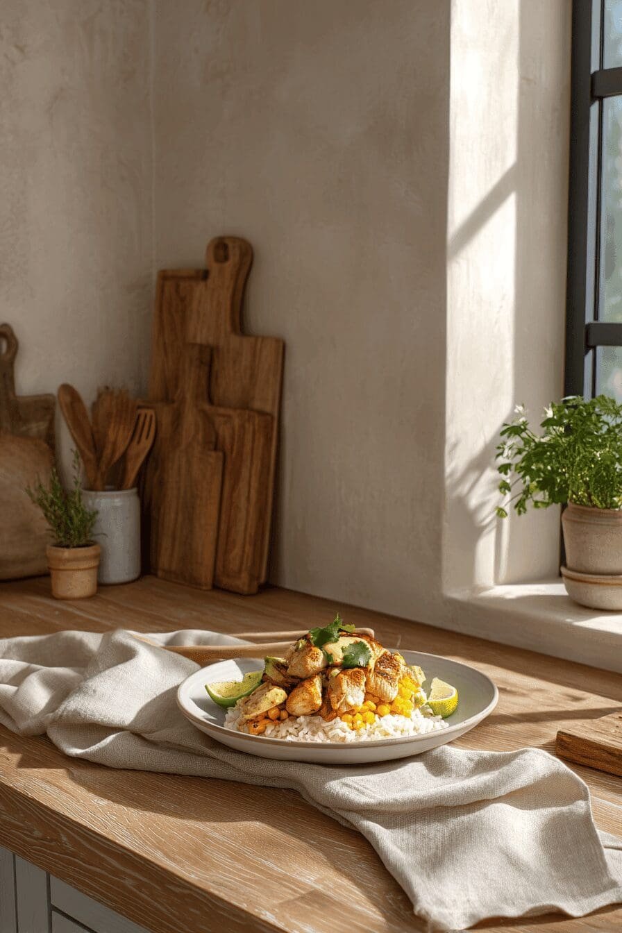 street corn chicken rice bowl