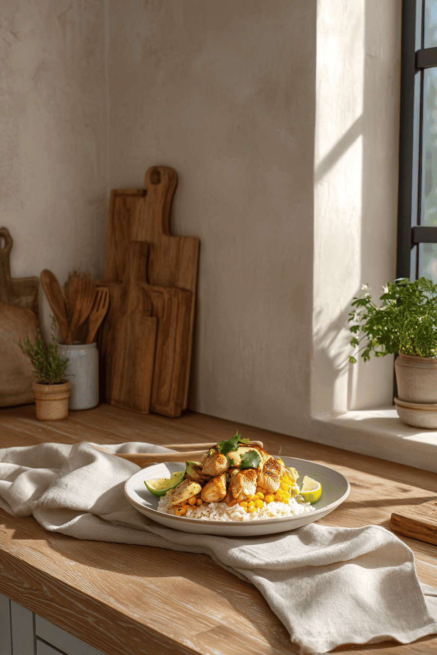 street corn chicken rice bowl